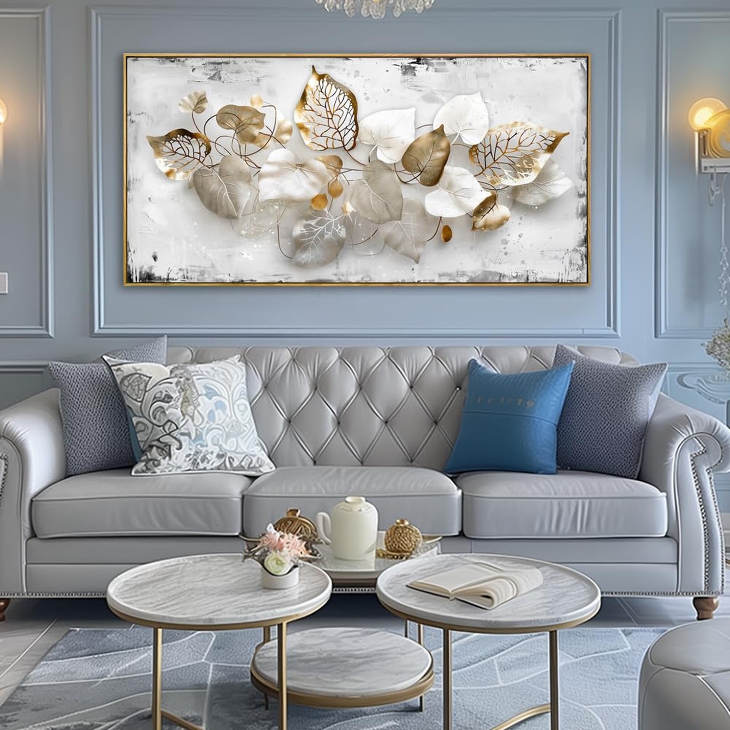 Wall Art Leaf Modern Botanical Artwork Canvas Painting for Living Room Bedroo…