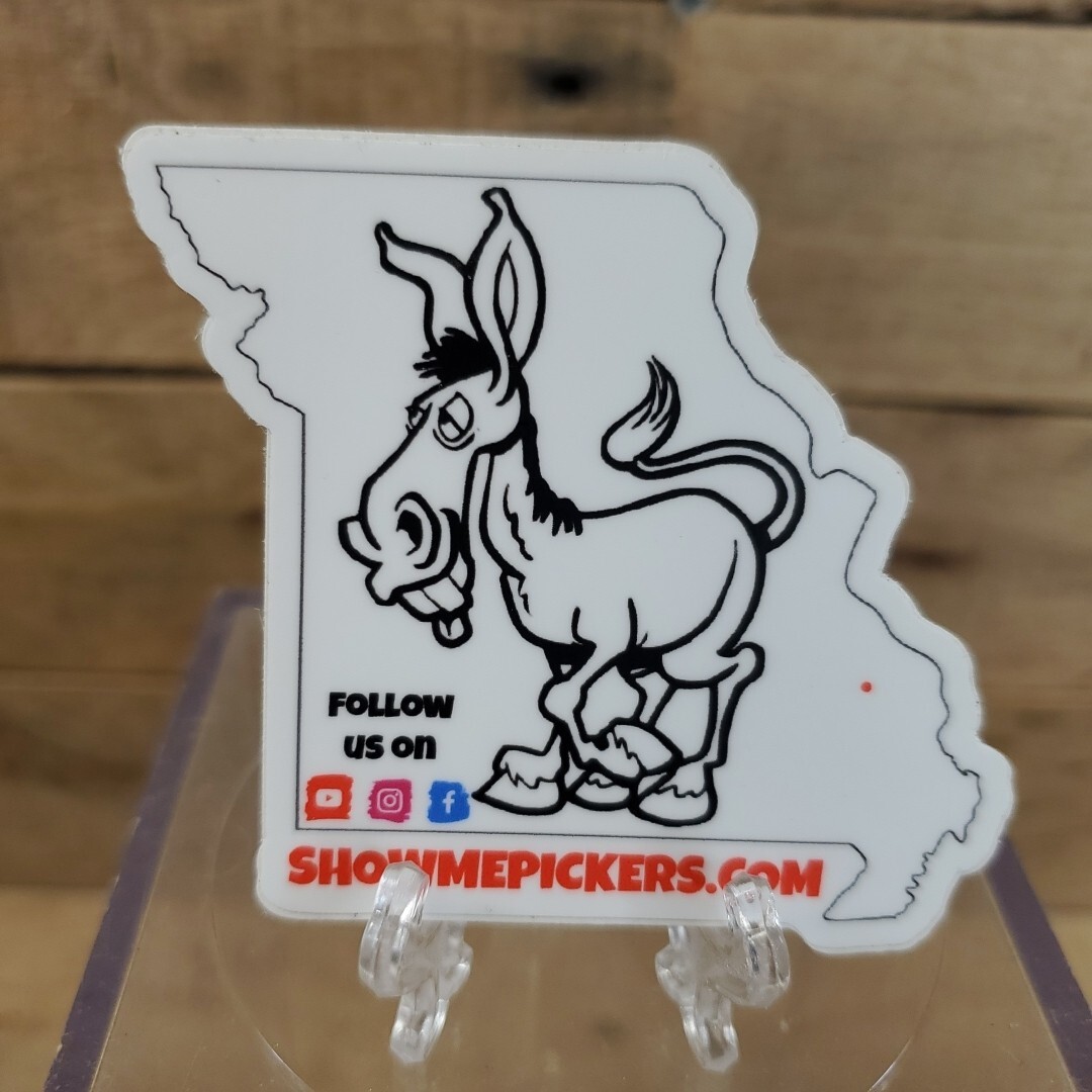 Show Me Pickers Missouri Mule Donkey Sticker 2.75" X 2.5"