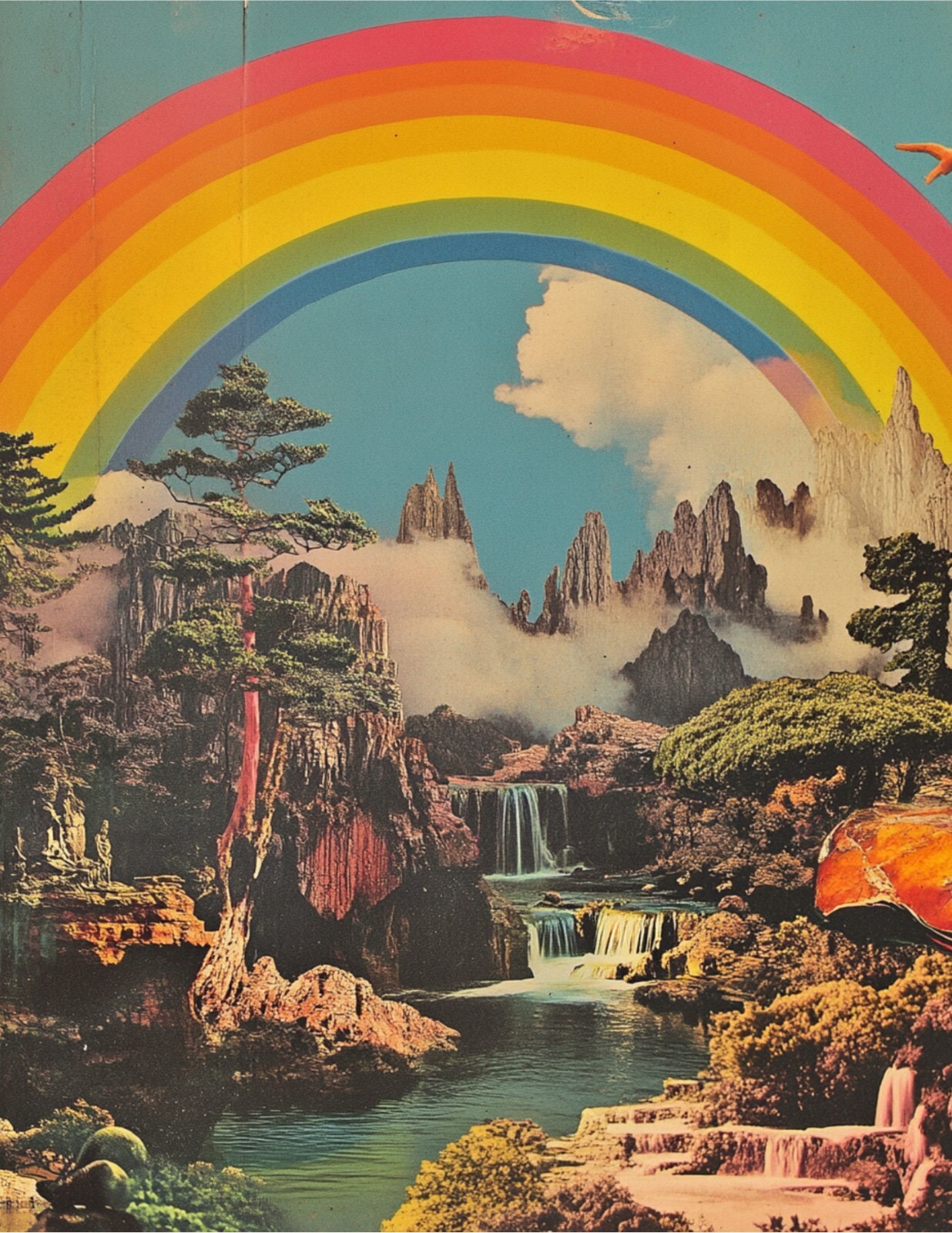 Rainbow Sticker (4 Inch) Fantasy Whimsical Retro Waterfall Summer Colorful