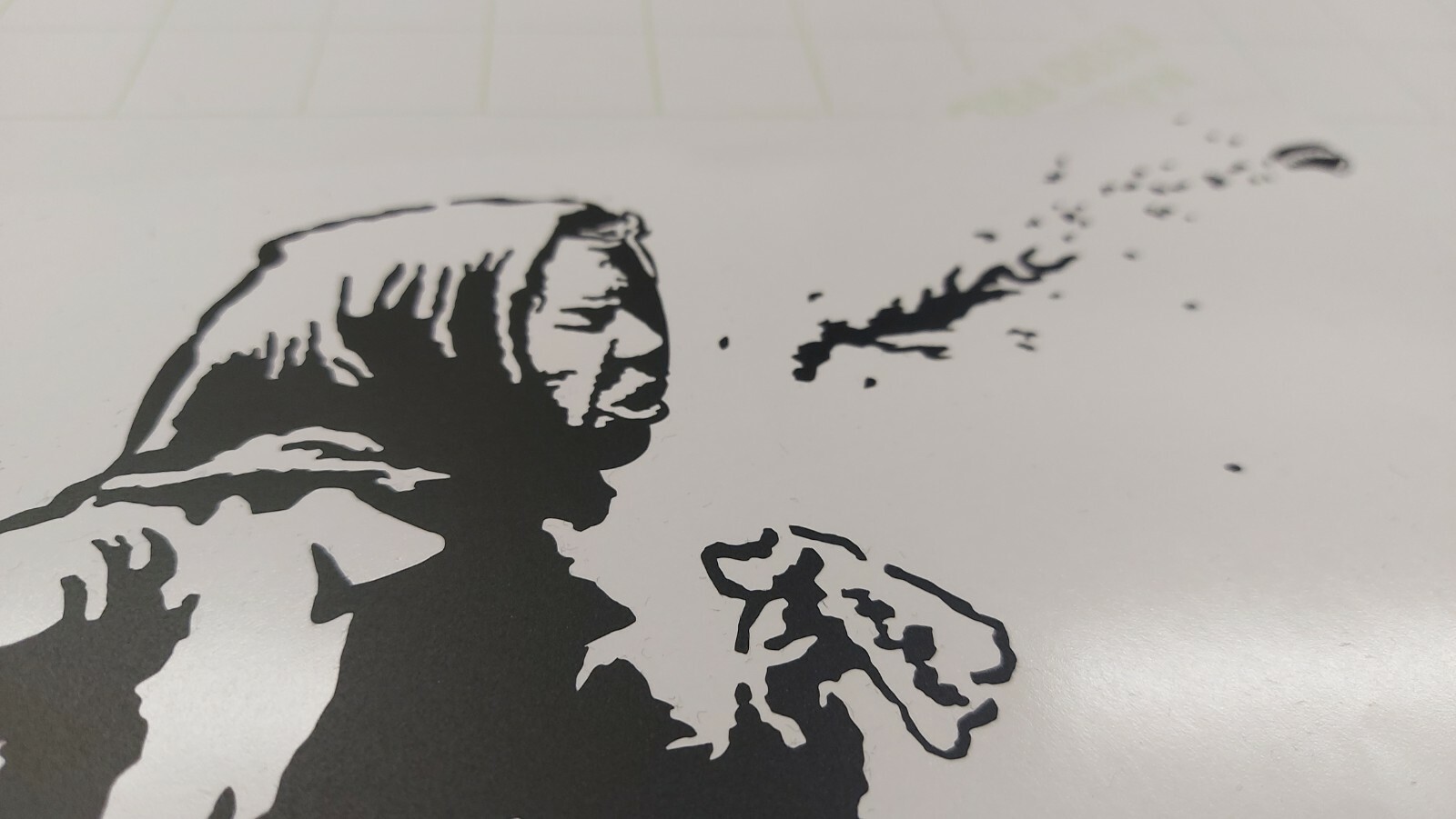 Banksy Sneezing Old Woman Vinyl Decal Sticker Black 30x16cm for Wall Car Laptop