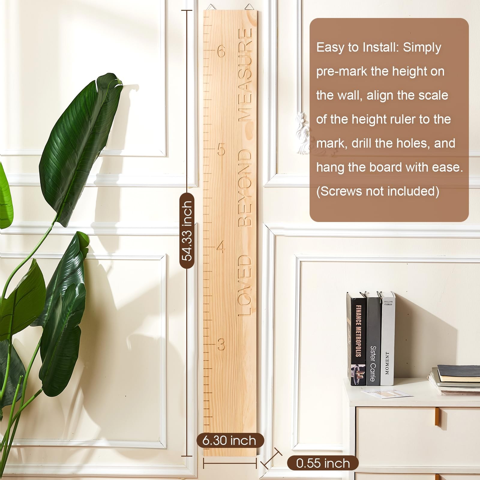 One-Piece Height Chart for Kids, Solid Wood Growth Wall 1