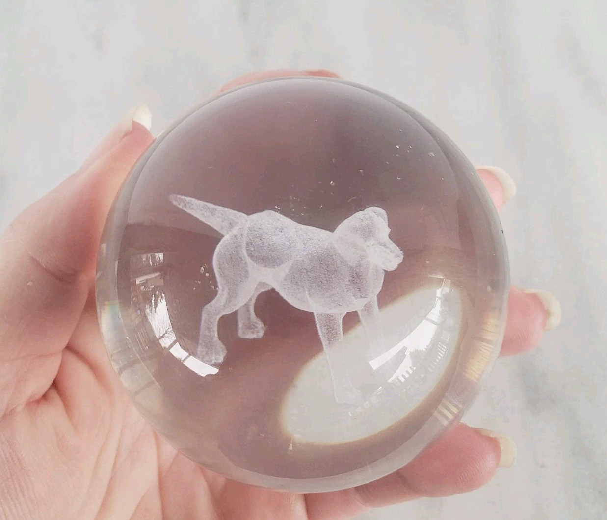 3D Medium Dog Crystal Ball Laser Engraved Home Decoration Living Room Bedroom