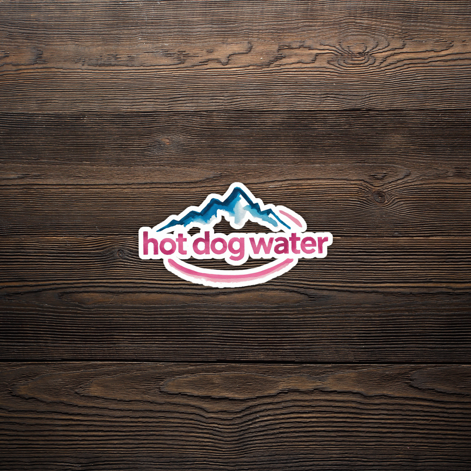 Hot Dog Water Sticker – Funny Watercolor Mountain Decal for Laptops, Water Bottl