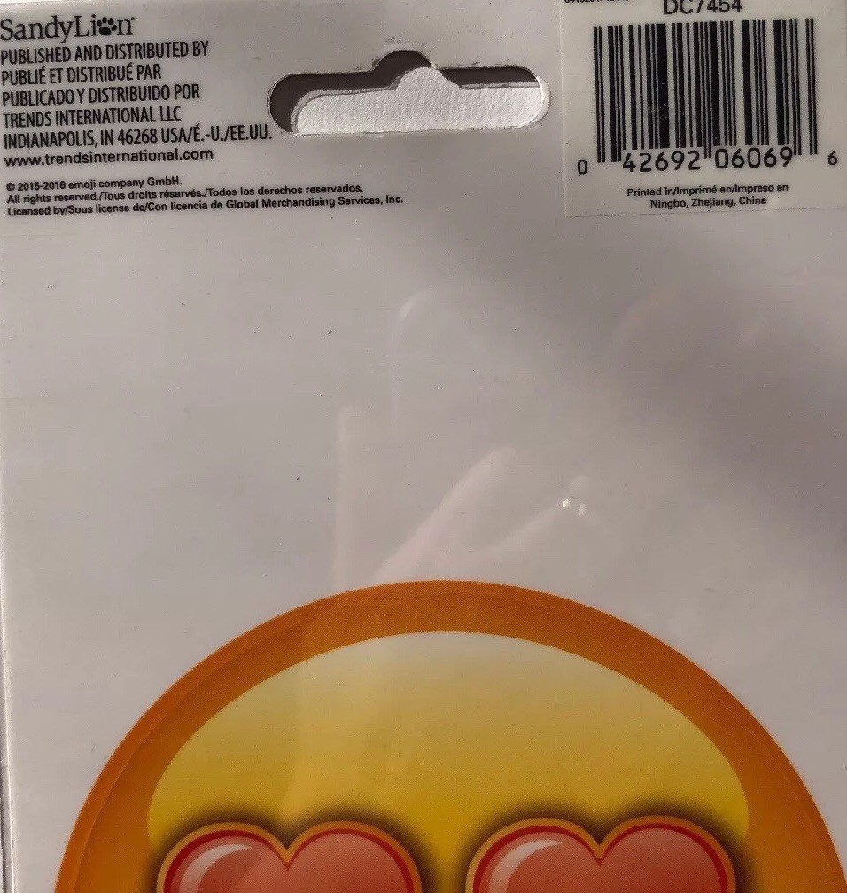 LOVE EMOJI Decal/Sticker(1pc) 3-3/4”Dia.Sandylion•Wall•Car •Window•Smile•Hearts