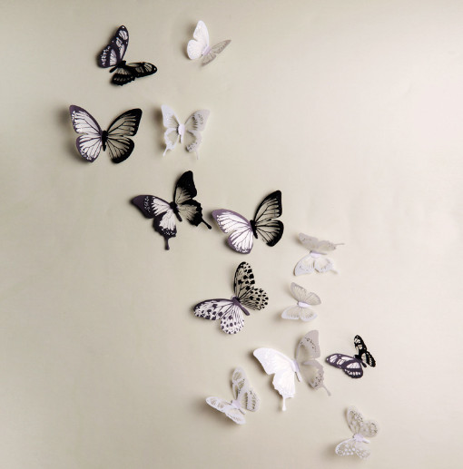 18pcs 3D Butterfly Sticker Wall Decal Home Decoration Room Decor Set White Black
