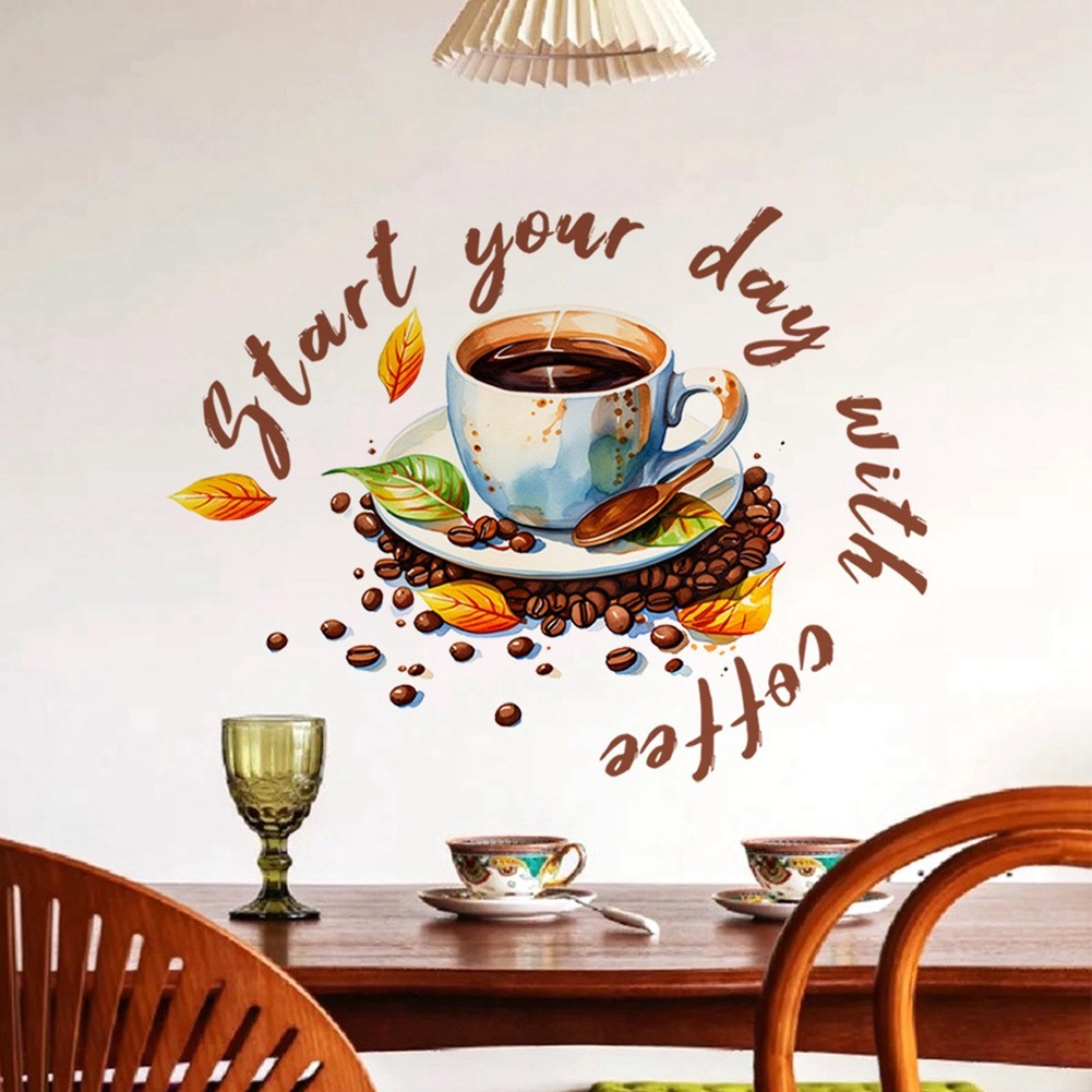 Coffee Cup Wall Stickers Restaurant Background Decoration Mural for Cafe2007