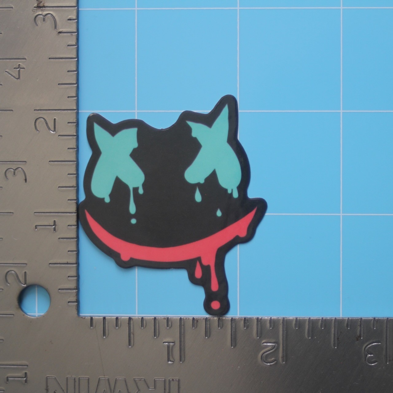 Graffiti Sticker (DRIPPY MELTING SMILEY) Creepy Street Art, Gloss PVC Decal