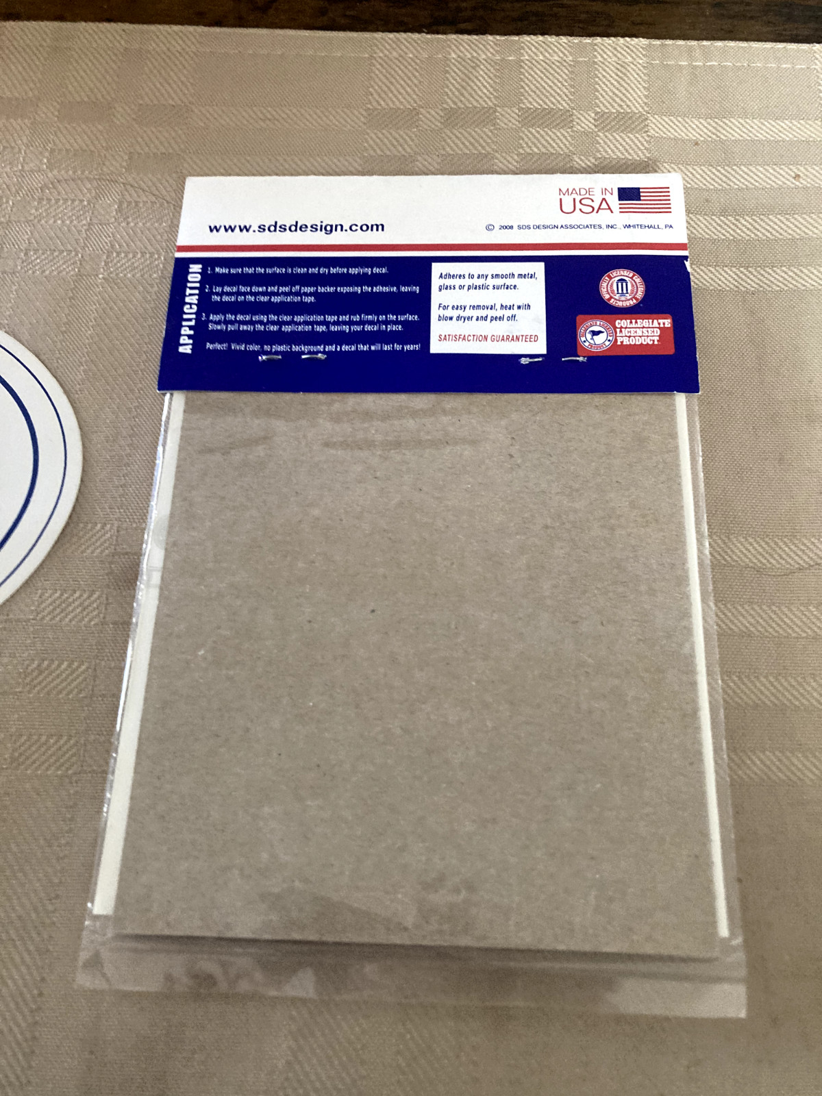 new in package SDS vinyl decal with blue and white society sticker