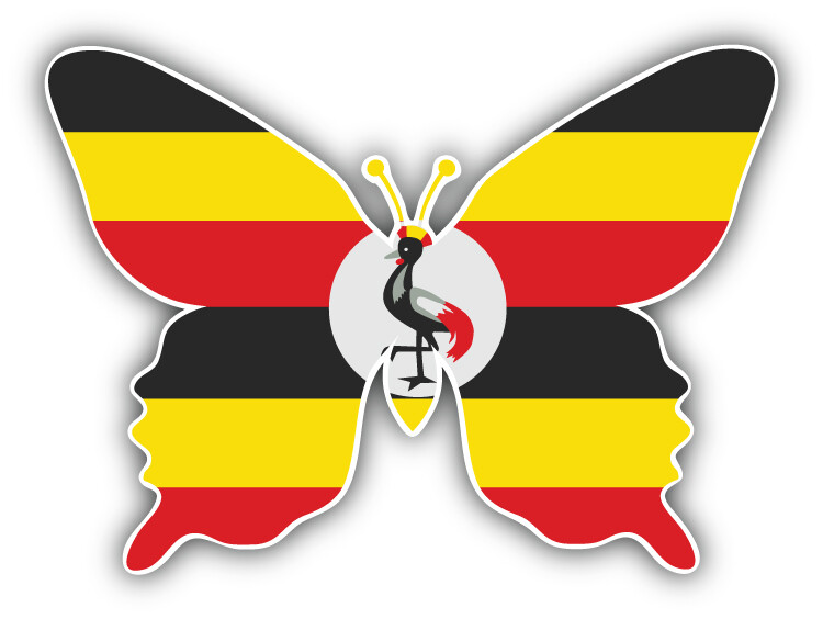 Uganda Flag Butterfly Car Bumper Sticker Decal