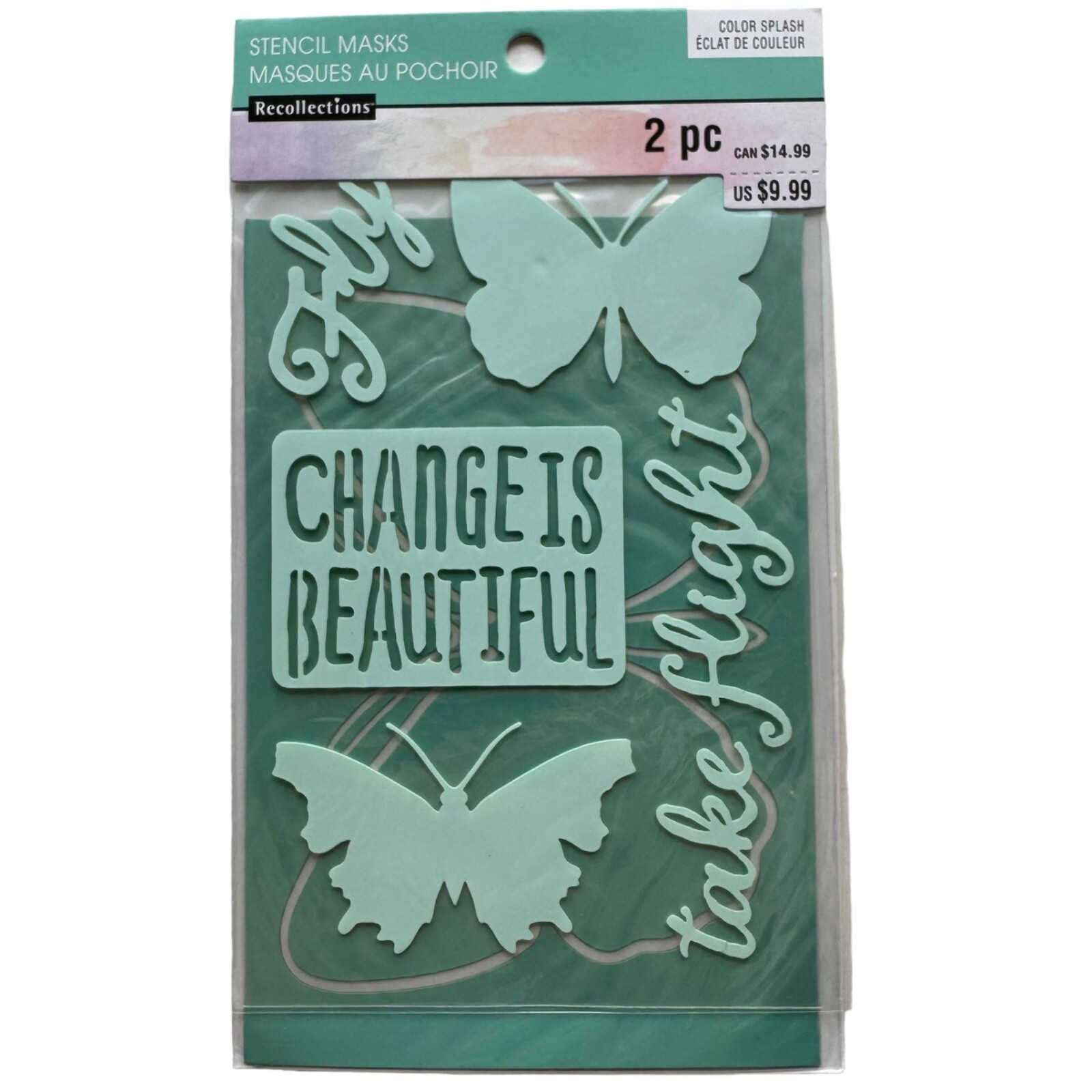 Recollections STENCILS 2 Sheet Sets Butterfly Leaf Nature Phrases Words Crafts