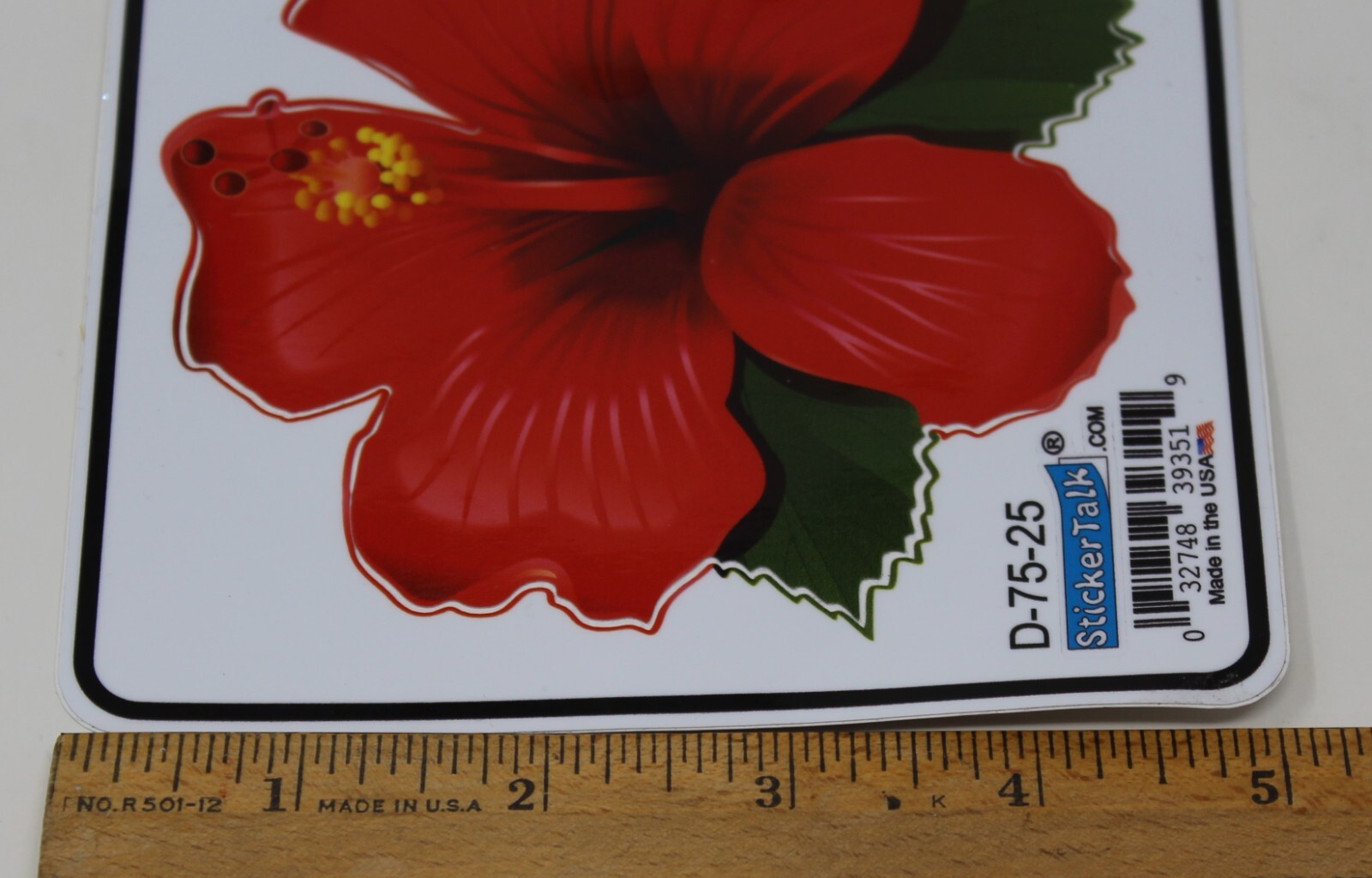 StickerTalk Hibiscus Sticker 4.5"x4.5" Red Vinyl No Border – Made in USA D-75-25