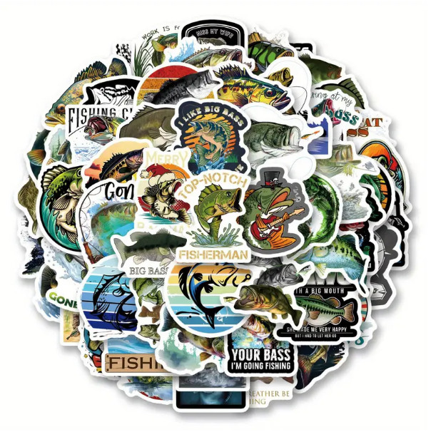 BASS FISHING Funny Vinyl Stickers – Select A Sticker – BUY2GET4FREE!