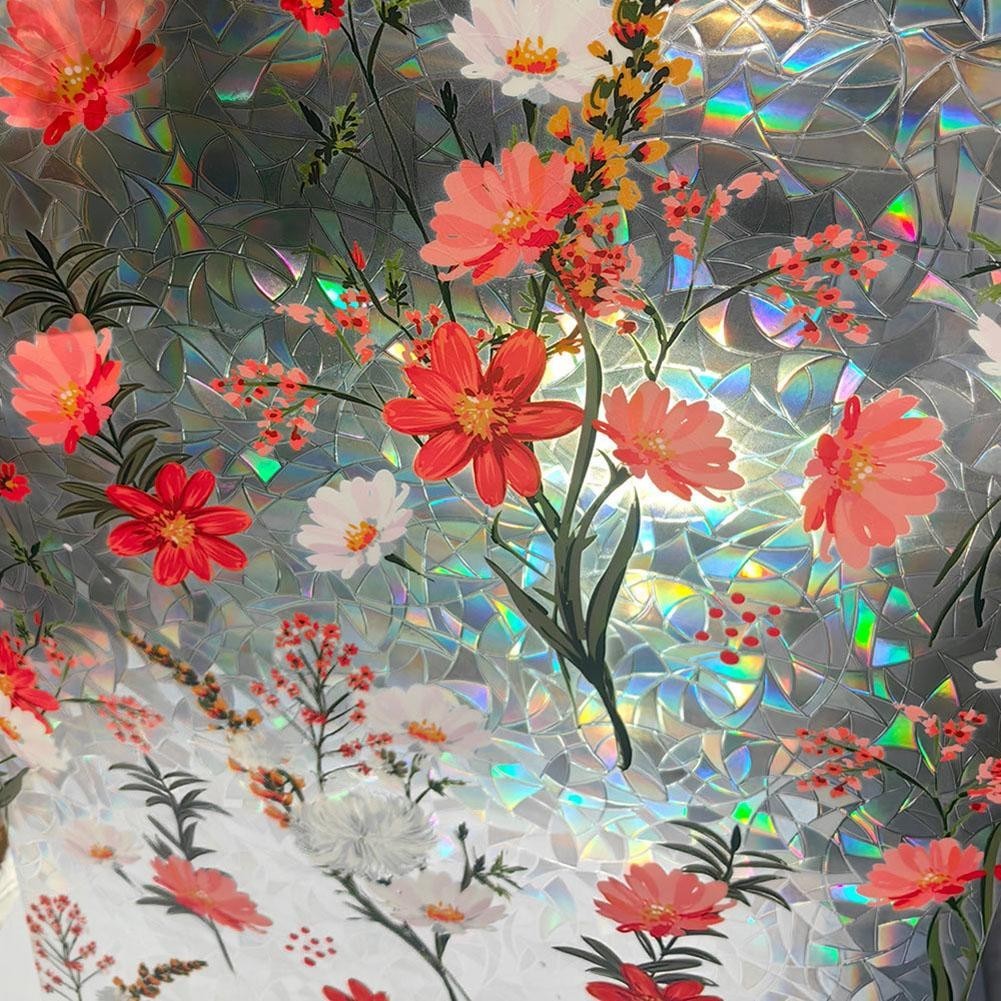 For Rainbow Static Window Film 1M2M Floral PVC Design for Beautiful Glass Decor