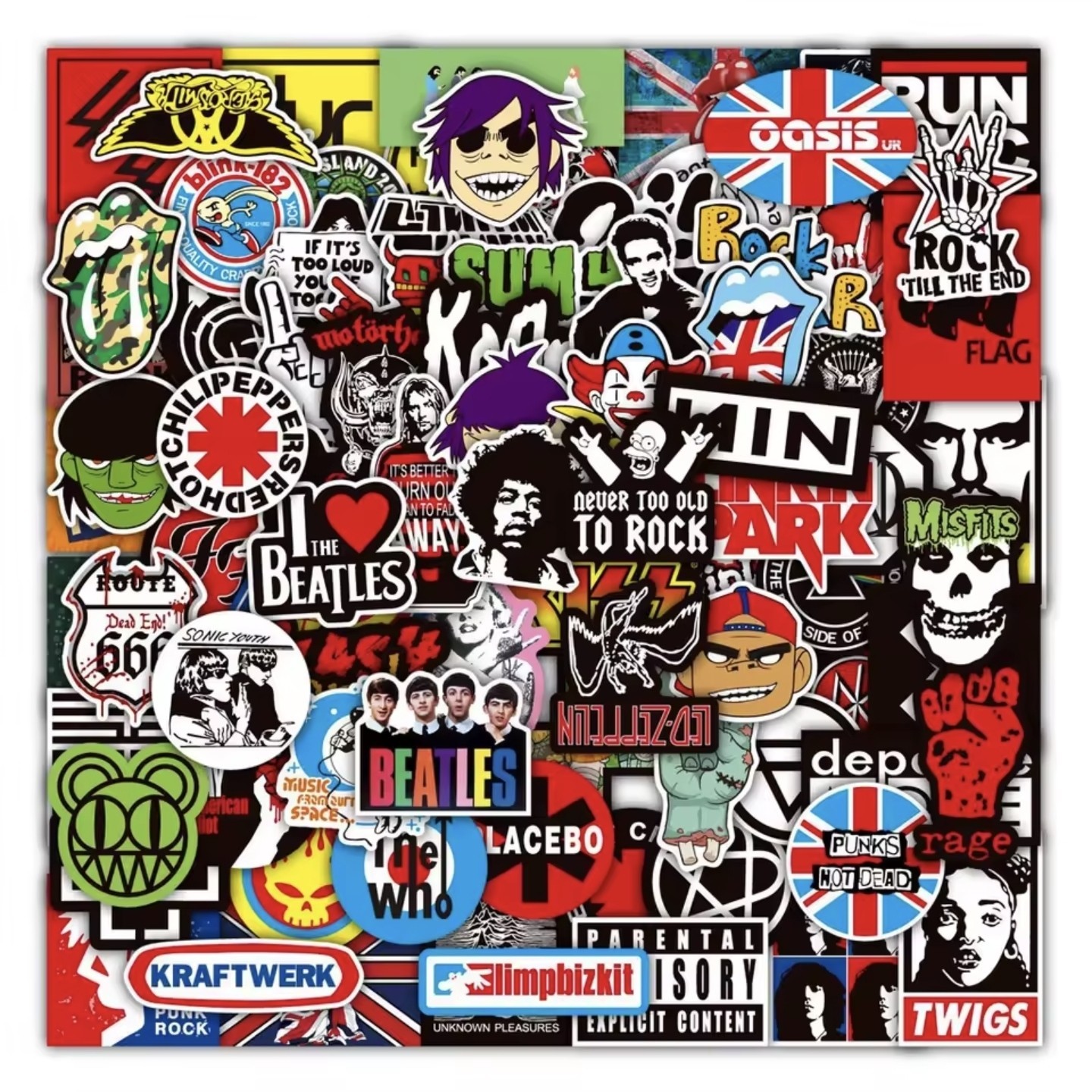 100 Rock And Roll Music Band Stickers Punk Graffiti Stickers For Laptop Guitar