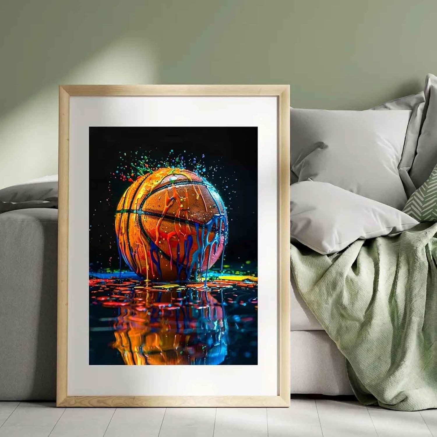 3Pcs Graffiti Sports Canvas Wall Art Boys Room Rustic Football Baseball Rugby…