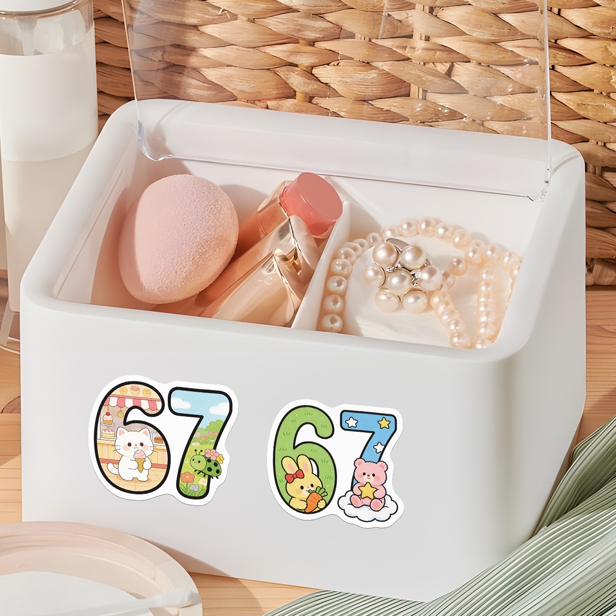 50pcs Waterproof Vinyl Stickers Number 67 Six Seven Luggage Phone Laptop Fridge