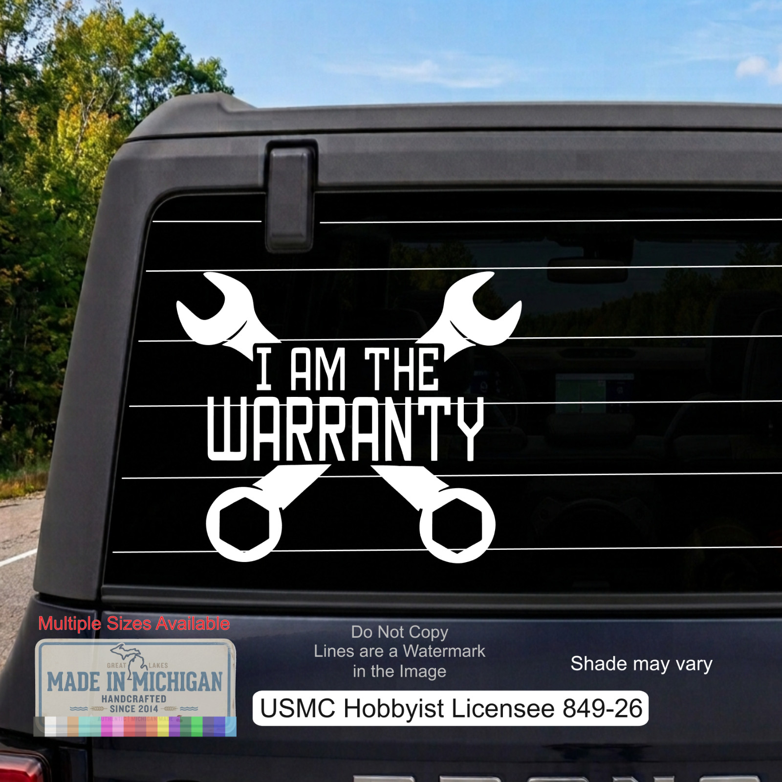 I Am The Warranty Decal Sticker Funny Mechanic Tool Box Truck Window Vinyl USA