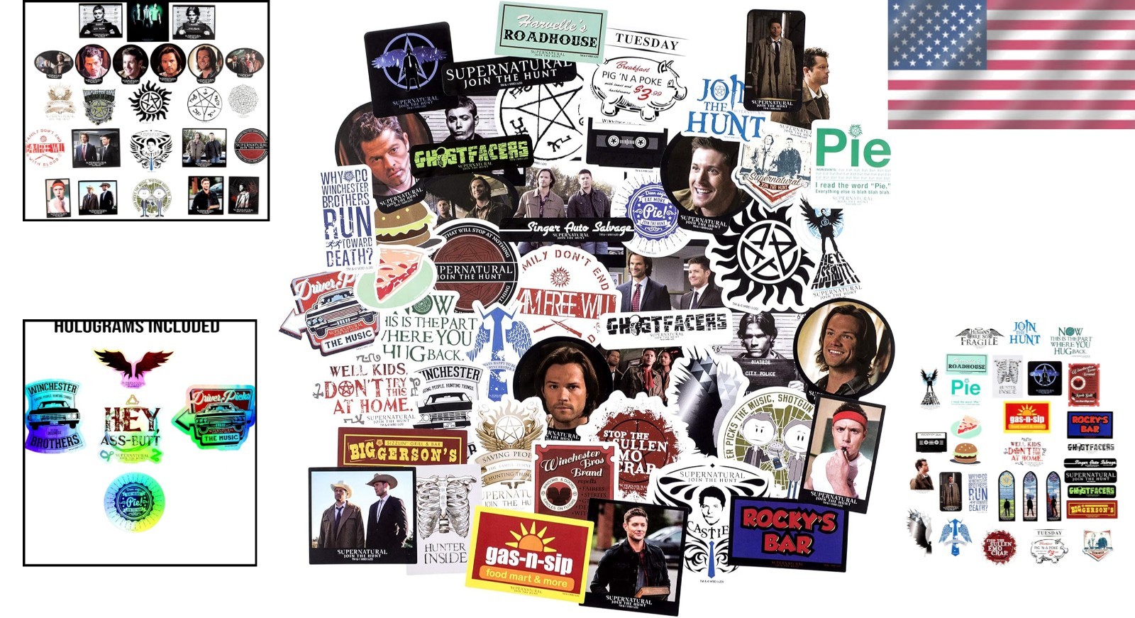Supernatural Vinyl Sticker Pack – 60 Unique Waterproof Decals + Holographic Adds
