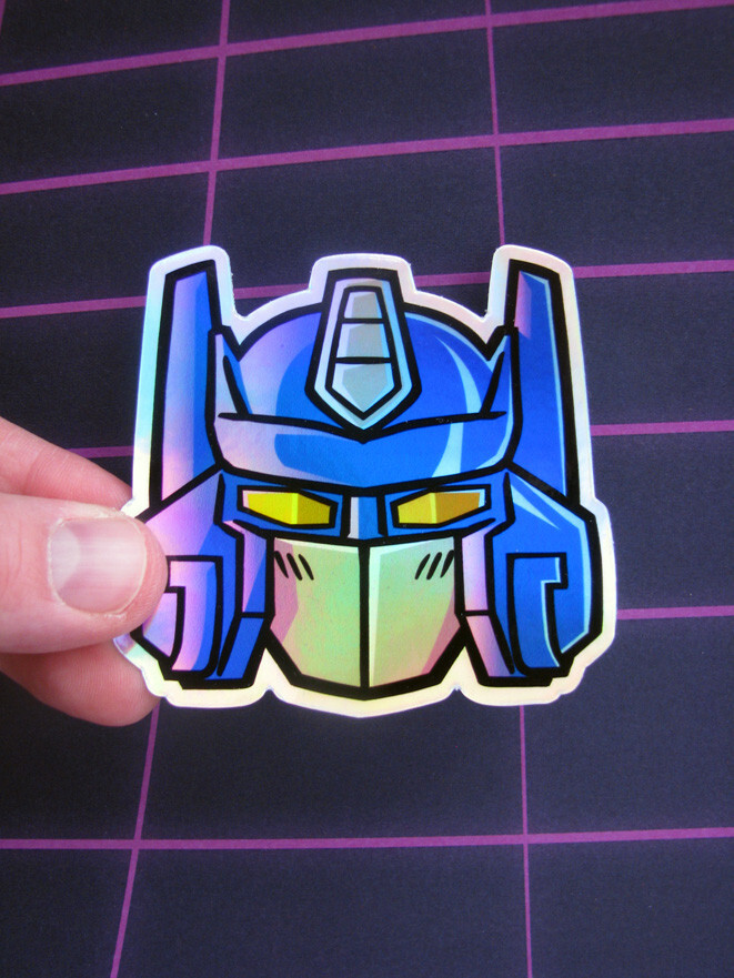 G1 Toy Head Prime Holographic Sticker Metallic Robot Laptop Skateboard Decal