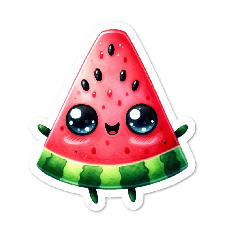Kawaii Watermelon Vinyl Sticker, Water Resistant, Scrapbooking, Laptop, 2 Sizes