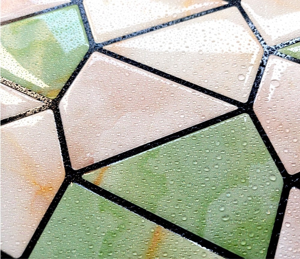 Mosaicowall 3D Diamond Peel and Stick Tiles for Wall Beige-Light Green | MOS029