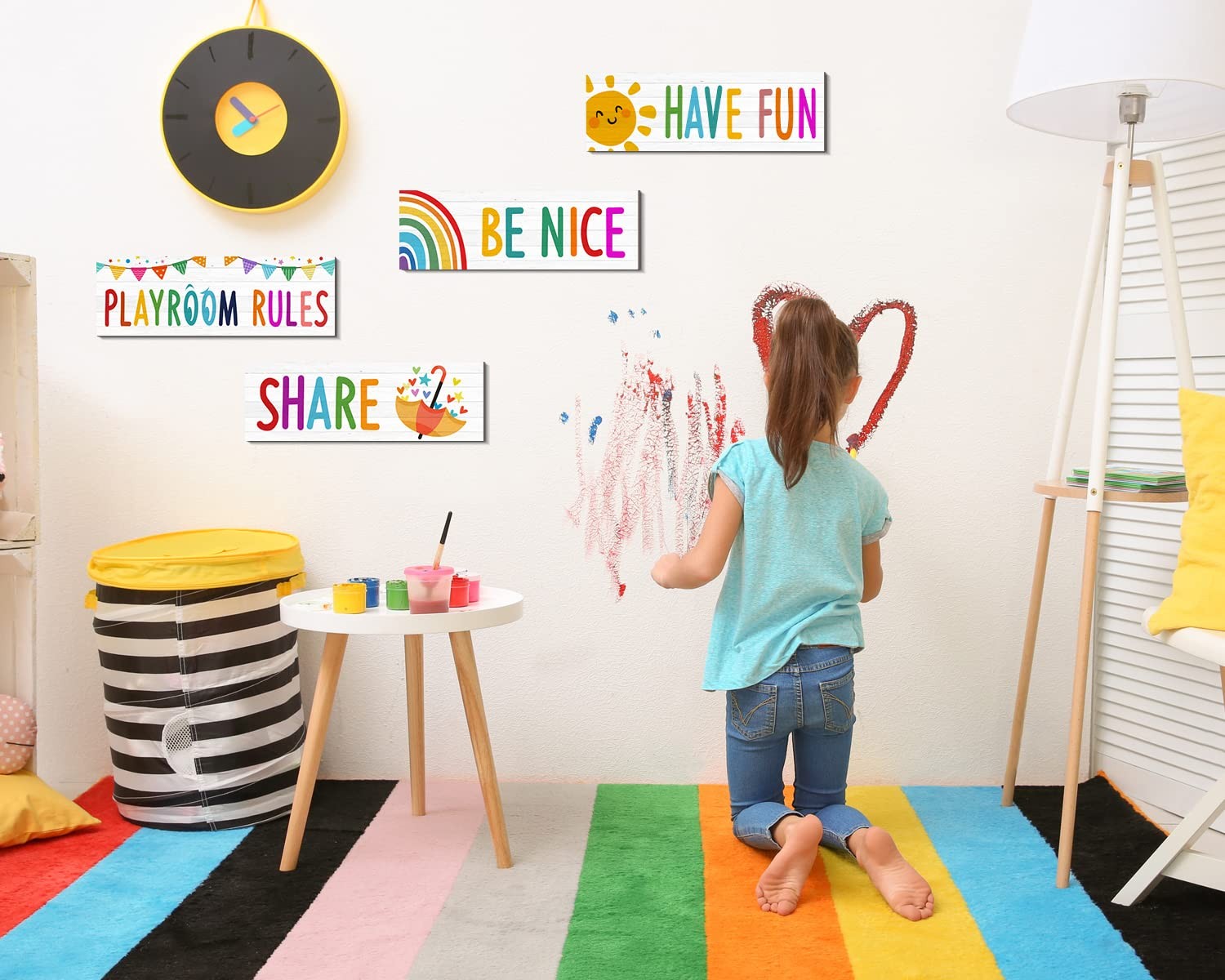 4 Pcs Playroom Sign Kids Playroom Wall Decor Playroom Rules Quotes Sign Be Ni…