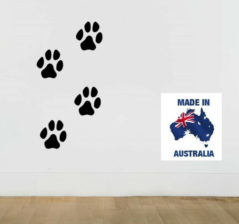 Paw Print Stickers Set of 4 Indoor or Outdoor Dog Cat Car Home Wall Vinyl Decal
