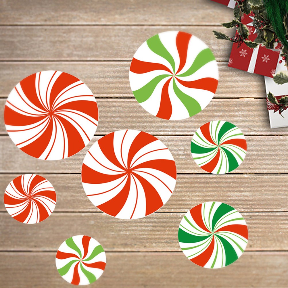 12 PCS Candy Wall Decal Glitter Chriastmas Sticker Christmas Decor