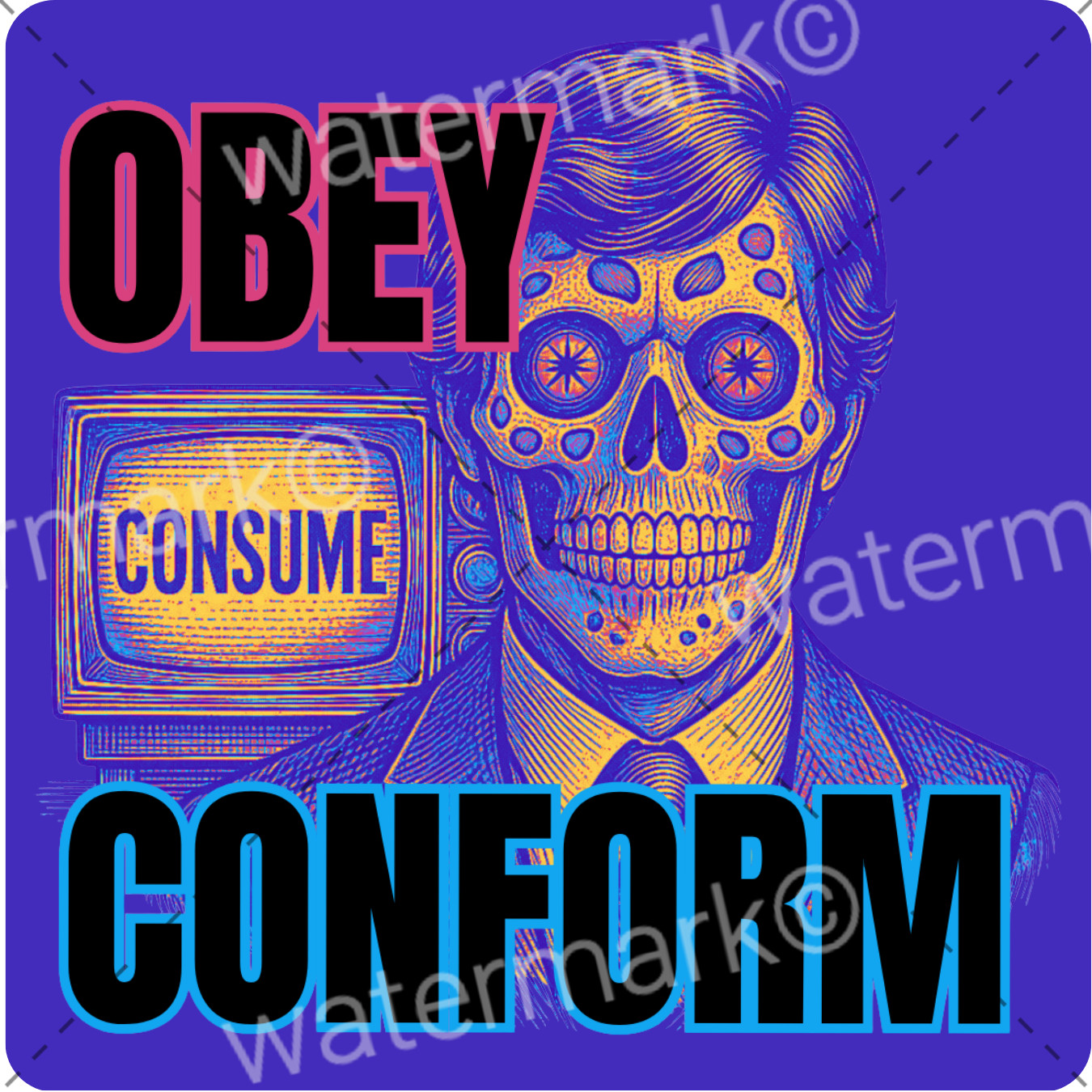 OBEY CONSUME CONFORM Stickers Large 3.5" 6 pcs Assorted Waterproof Vinyl Decals