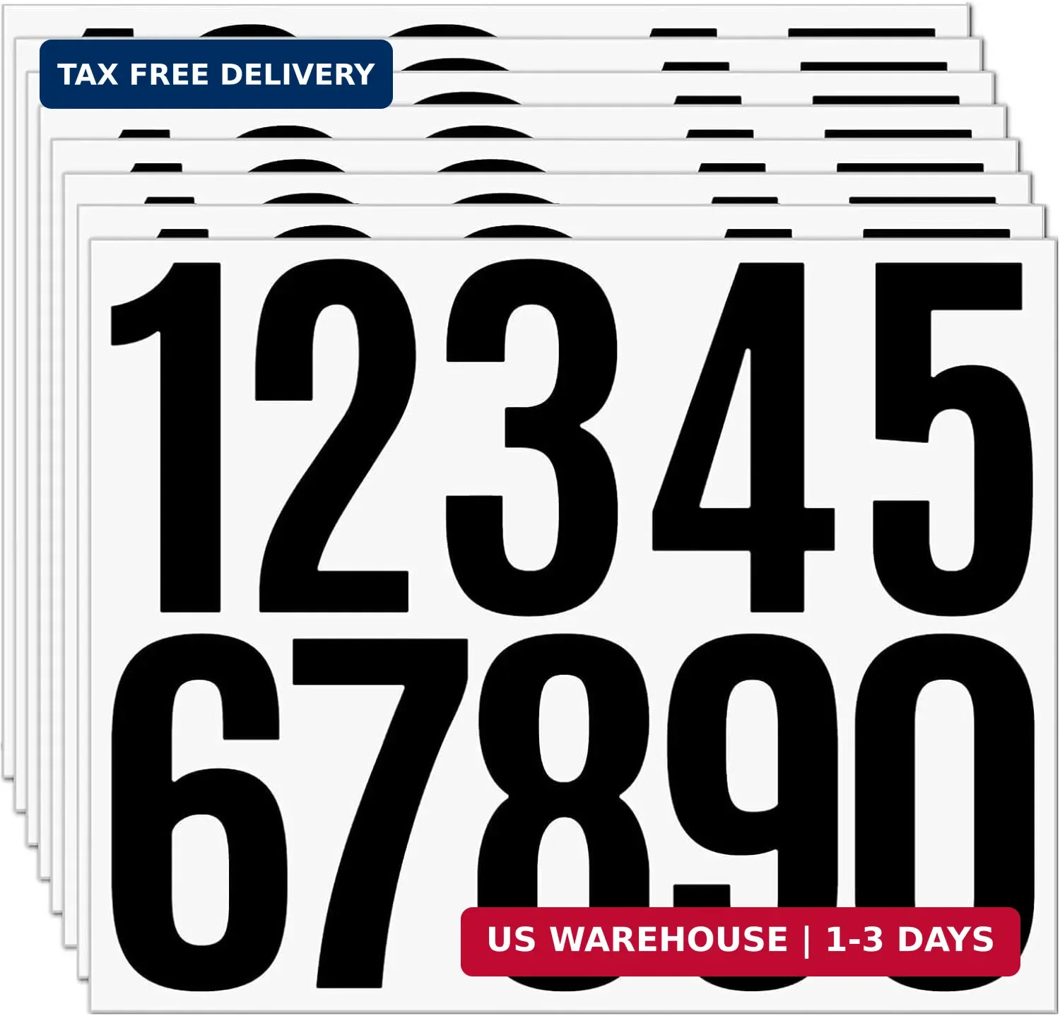 8 Sheets Mailbox Numbers Stickers, 3 inch Self Adhesive Vinyl Waterproof Letter