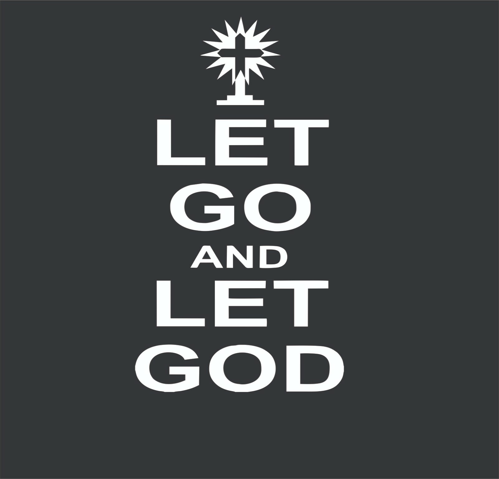 WALL DECOR STICKER LET GO LET GOD WHITE BLACK DOOR CROSS FAITH ART QUOTE HOME
