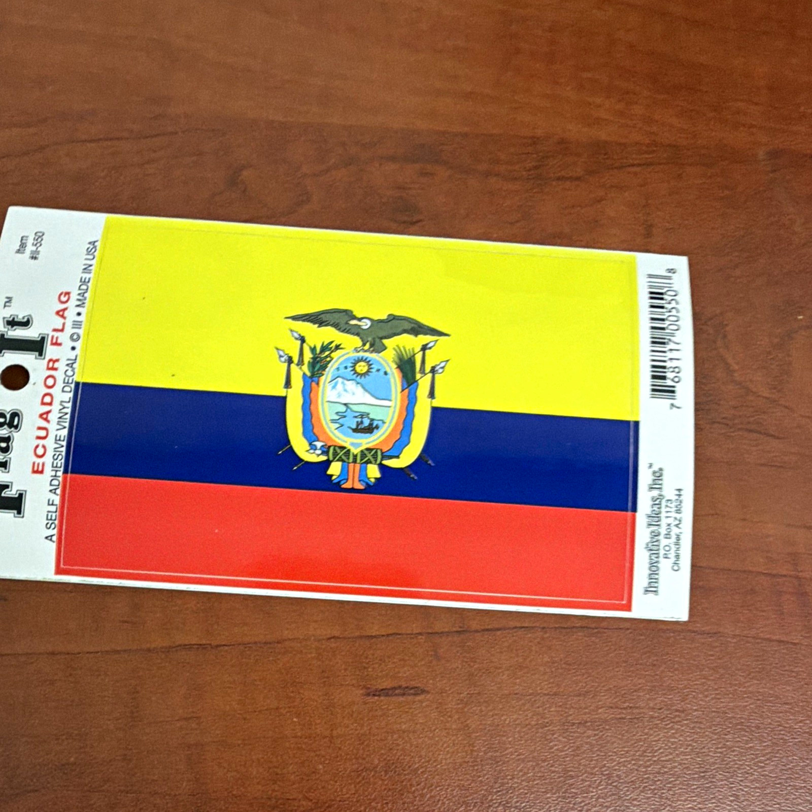 Innovative Ideas Ecuador Flag Self-Adhesive Vinyl Decal Yellow/Blue/Red CD-14