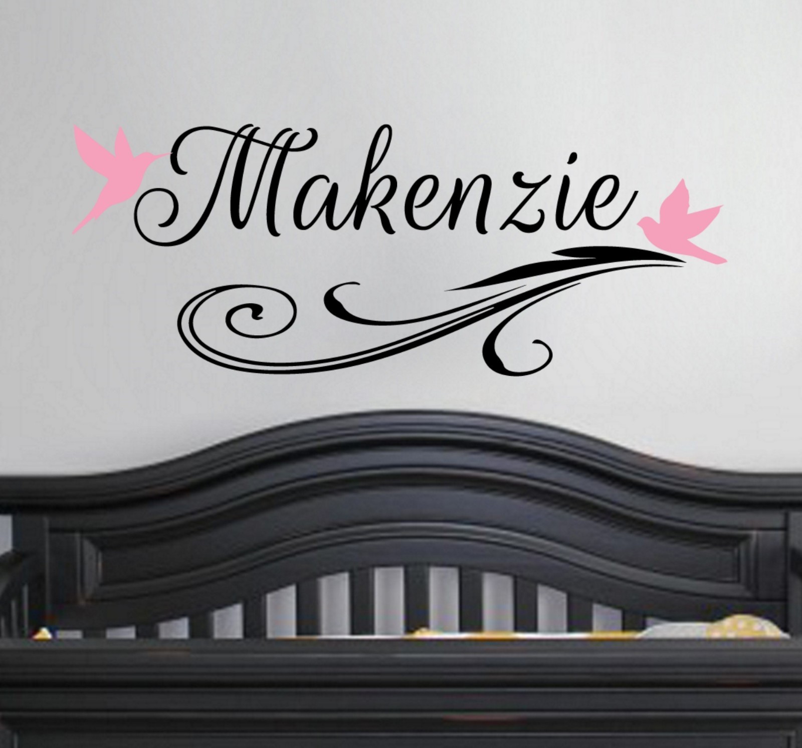 Monogram Birds Swirly – Wall Vinyl Decal Sticker Pretty Custom Name Personalized