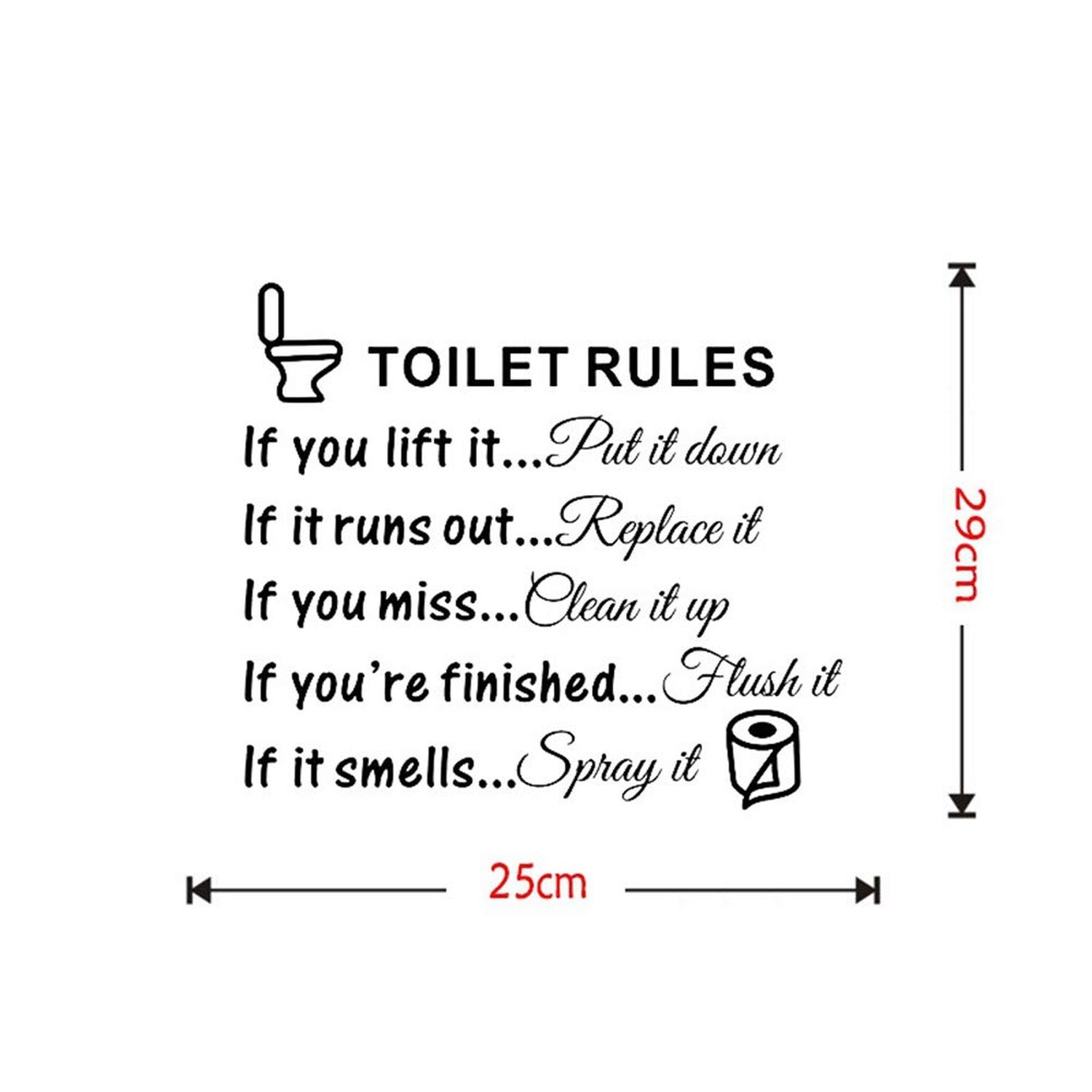 Bestjybt DIY Removable Toilet Rules Wall Quotes Stickers Washroom Bathroom De…