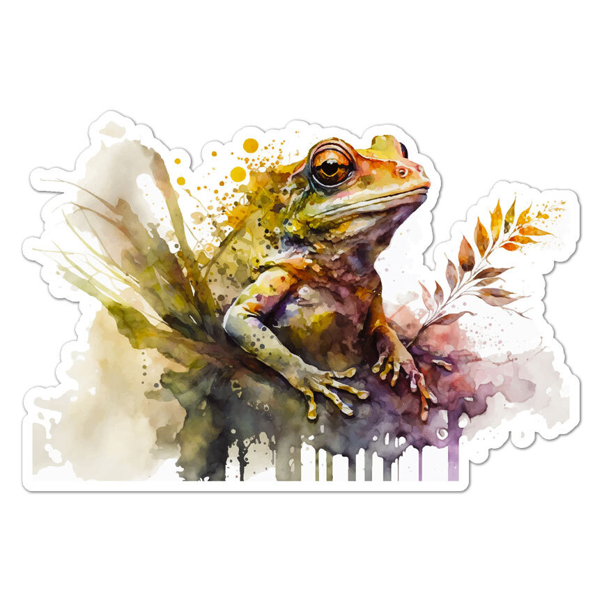 Watercolor Frog, Vinyl Decal Sticker, Indoor Outdoor, 3 Sizes, #8913