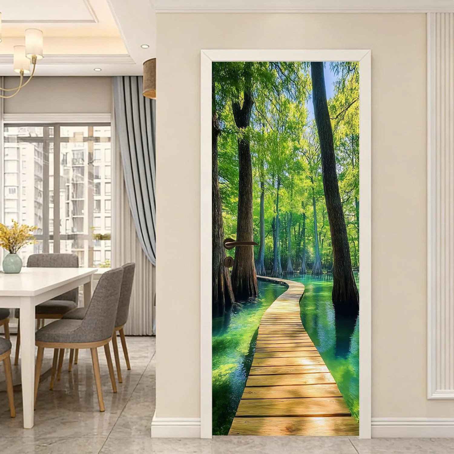 Door Cover Interior 30.3×78.7 Inch – Covers Decorative 3D Murals Removable Stick