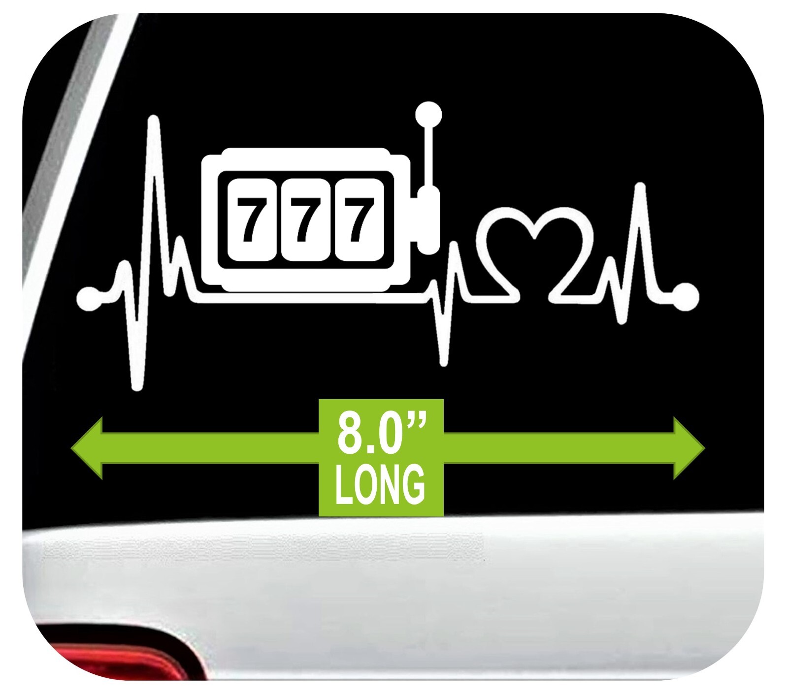 Slot Machine Heartbeat Lifeline Decal Sticker Casino Gambling Slots Vegas BG960