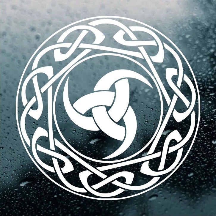 Celtic Knot Circle with Triple Horn of Odin Vinyl Decal | Viking Norse Nordic