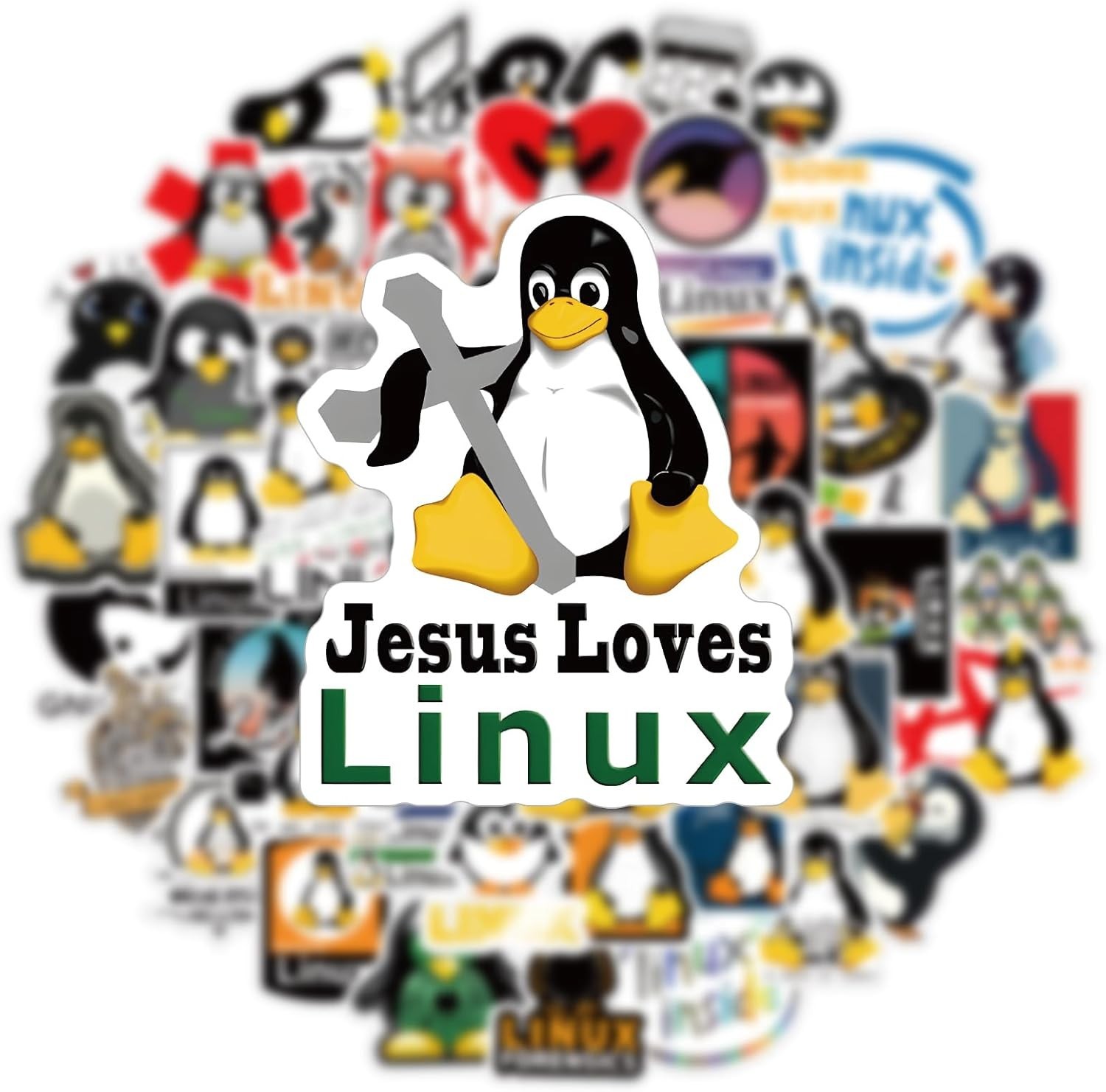 Linux Stickers 62pcs Work Decals Aesthetic Waterproof Vinyl Pack Stickers Bottle