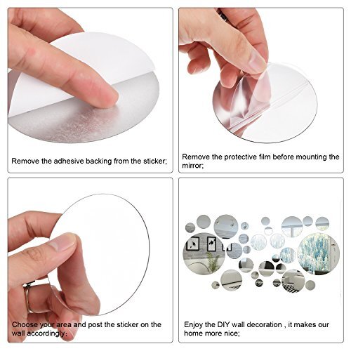 32 Pcs Circle Mirror Wall Decor Stickers DIY Removable Acrylic Mirror Decals