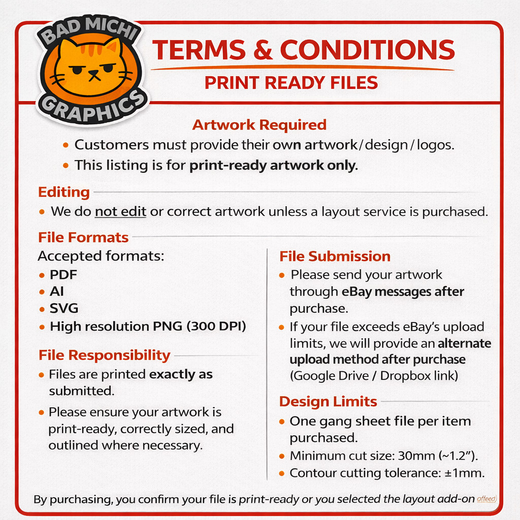 Print Ready Sticker Gang Sheet – Gloss Laminated Vinyl – Upload Your Layout