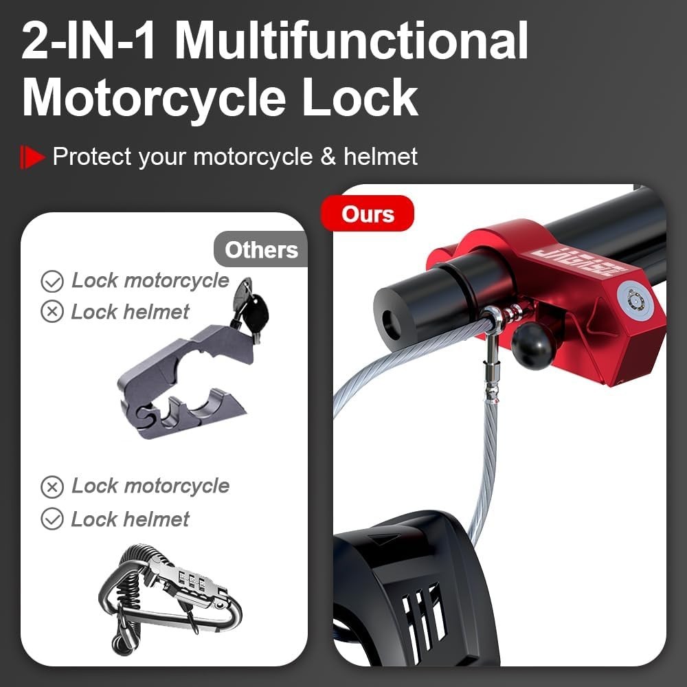 Motorcycle Lock Combo: Helmet & Brake Anti-Theft Handlebar Lock for… Fast Ship