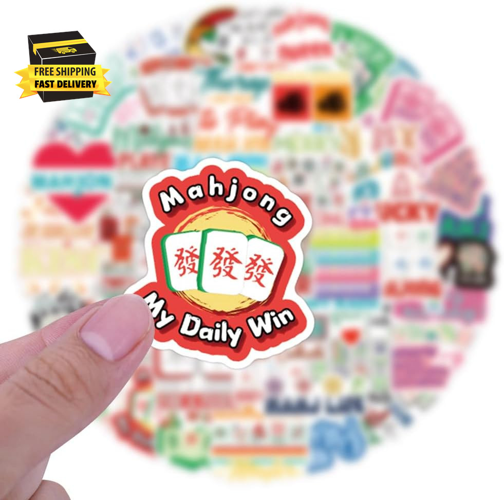 55PCS Funny Mahjong Stickers,Vinyl Waterproof Aesthetic Sticker Packs,Cute Mahjo