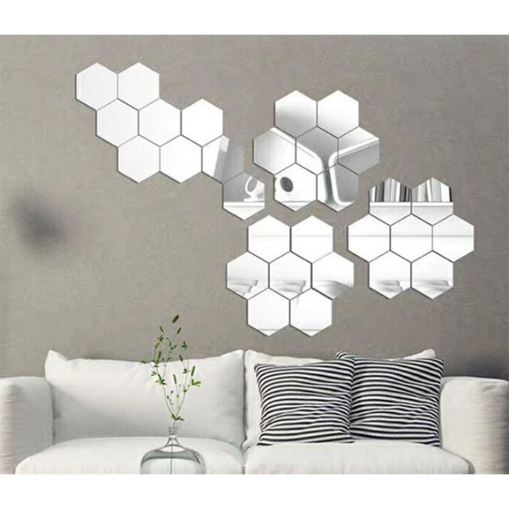 DIY Hexagonal Mirror Wall Panels Set 32 Pieces for Home Decorative Use