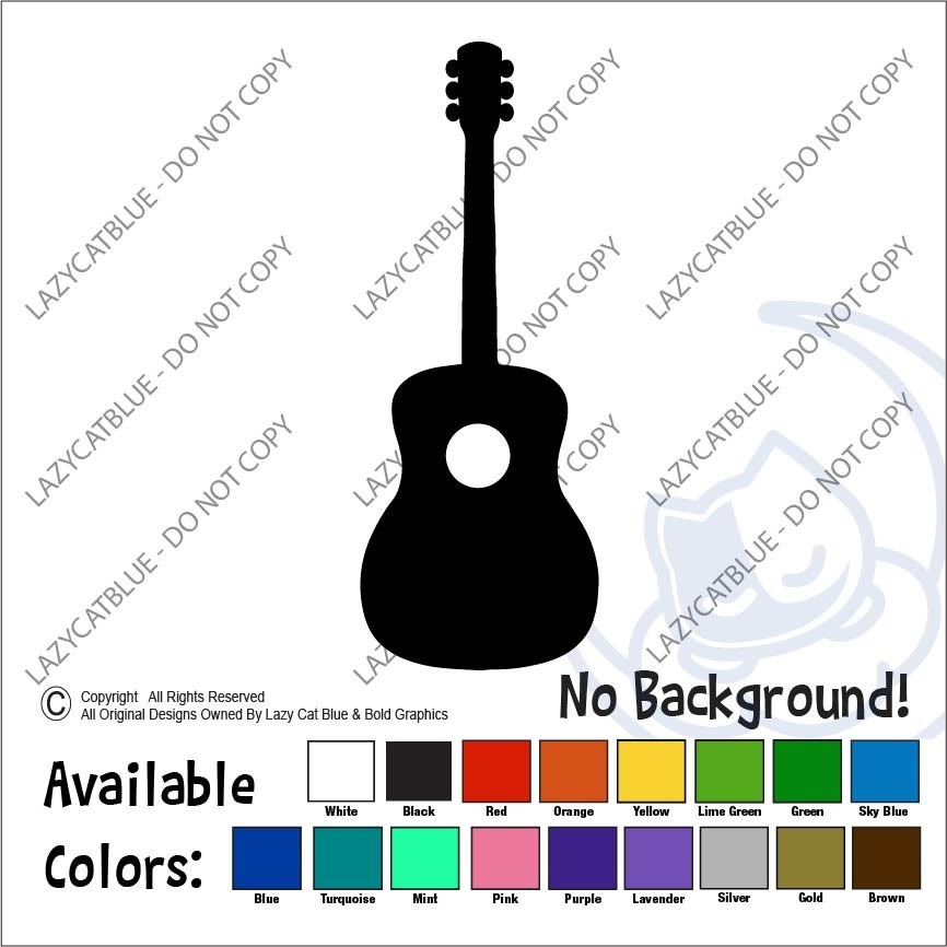 Acoustic Guitar Decal Sticker Music Musical Instrument Western Country Band Play