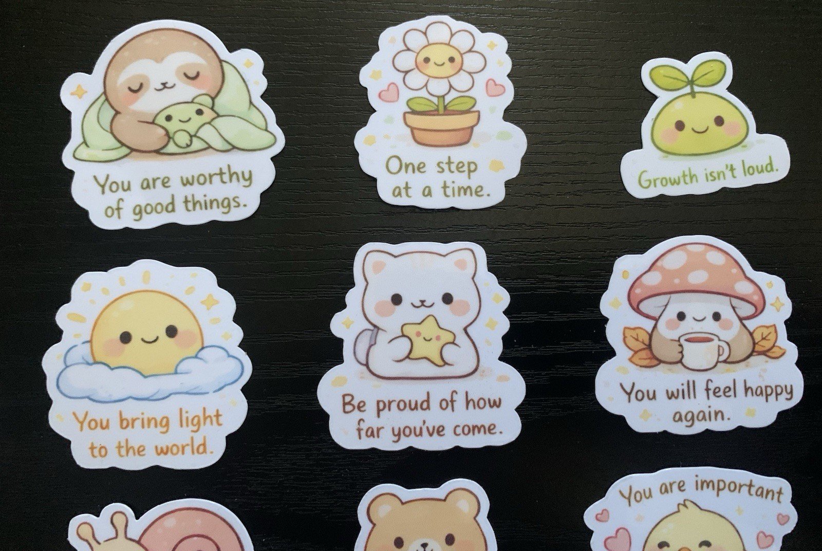 Cute Mental Health Affirmation Stickers – Gentle Therapy Reminders