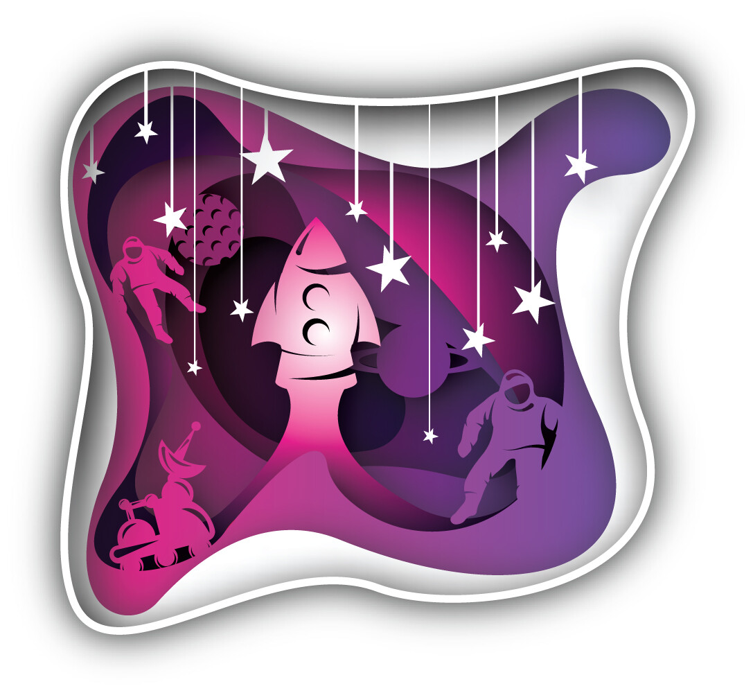 Astronaut Illustration Paper Art Carves Vinyl Sticker Car Bumper Decal