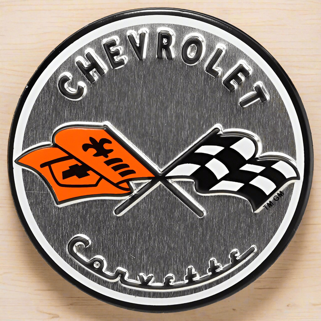 Chevrolet Corvette Round Embossed Metal Magnet (2.5" Round)