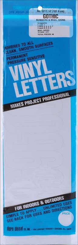 Permanent Adhesive Vinyl Numbers 4 49/Pkg White