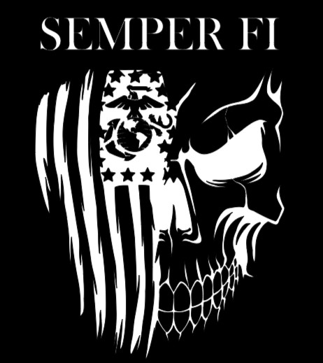 Semper Fi USMC Marines EGA American Flag Skull Vinyl Decal Die Cut Sticker